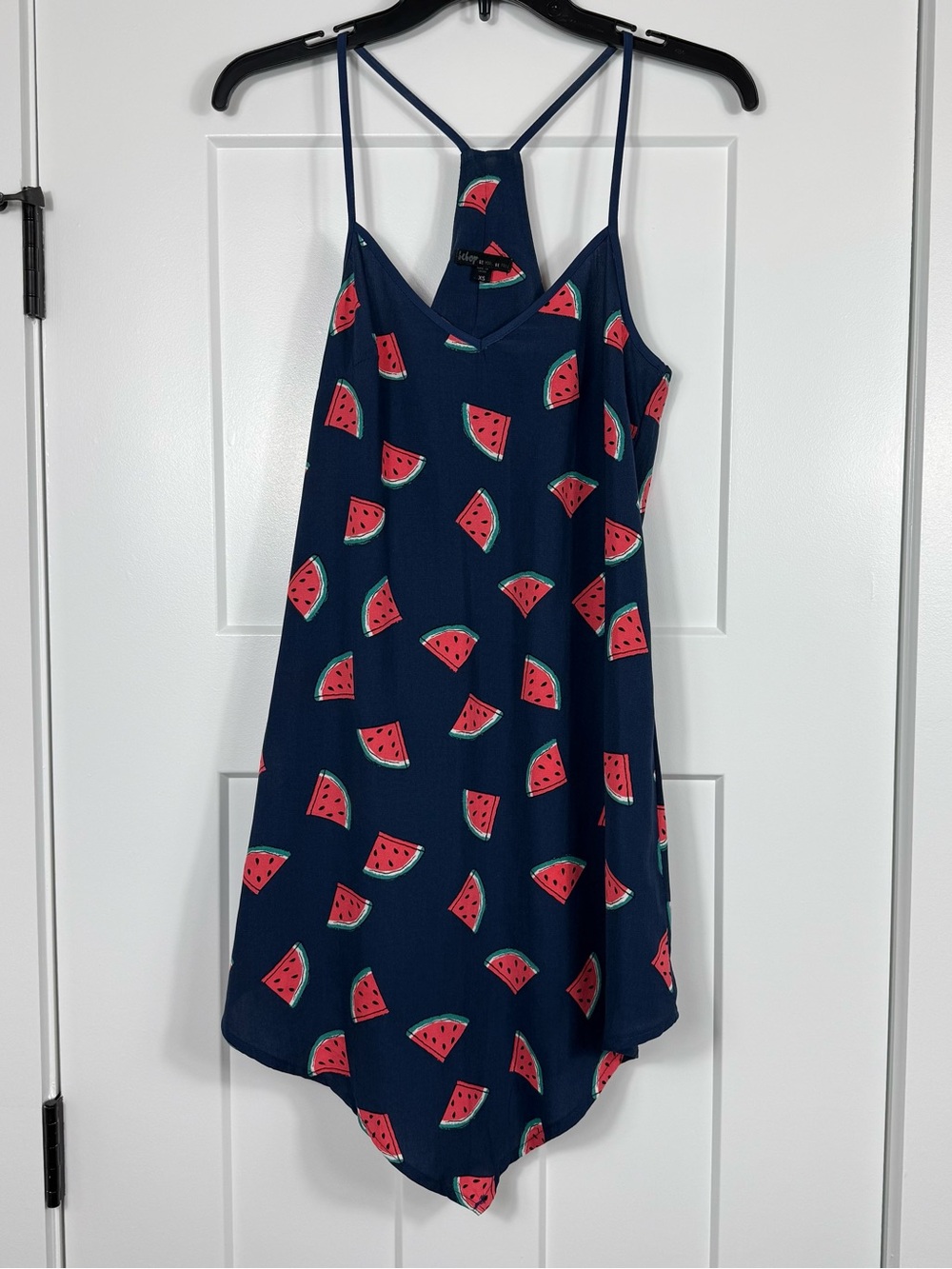 BeBop Navy Blue Watermelon Handkerchief Hem Racerback Sundress Women’s XS